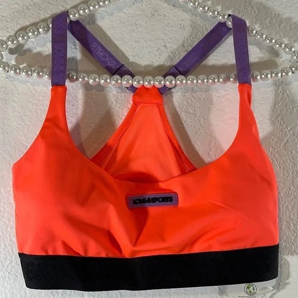 Love & Sports Women’s Logo Patch Sports Bra Size Large 12-14 NEW - Picture 3 of 15